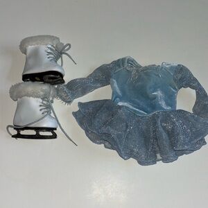 2002 American Girl Blue skating outfit skates beaded RETIRED